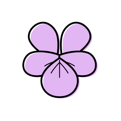 紫色のすみれの花のアイコンイラスト素材