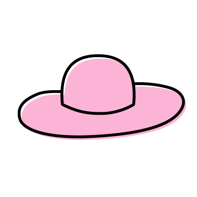 ピンクのつば広帽子のアイコンイラスト素材