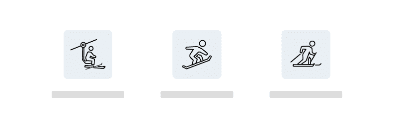 スキー板を履いてリフトに乗っている人物のアイコンイラスト素材を使ったカテゴリーデザインのサンプル