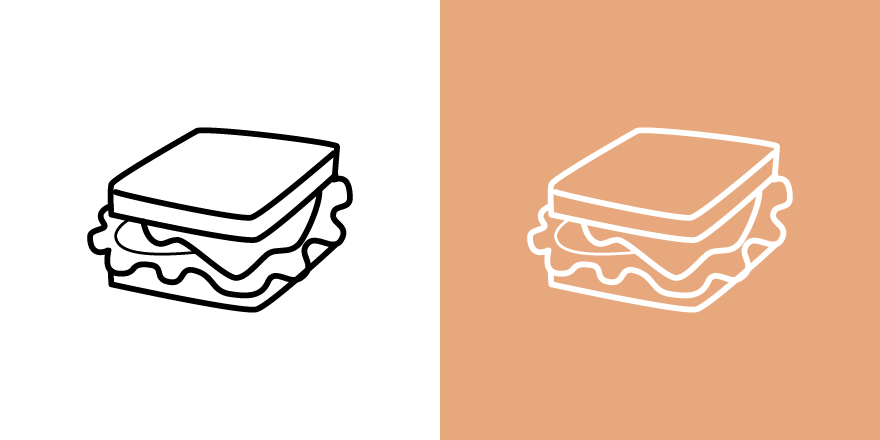 サンドイッチのアイコンイラスト素材のラインカラーと背景色の対比
