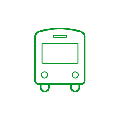 緑色の線で描いた正面から見た電車のアイコンイラスト素材