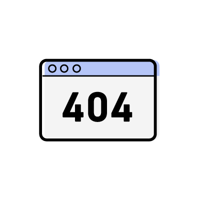 404エラーページのアイコンイラスト素材（ブルー）