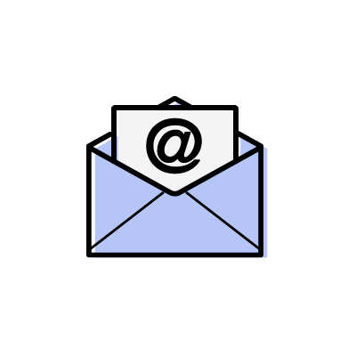 電子メール（手紙と封筒）のアイコンイラスト素材（ブルー）