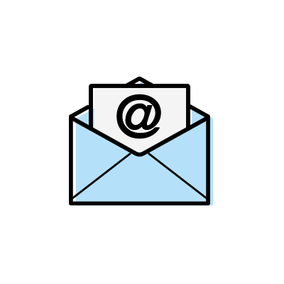 電子メール（手紙と封筒）のアイコンイラスト素材（ライトブルー）