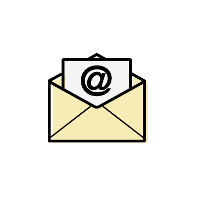 電子メール（手紙と封筒）のアイコンイラスト素材（イエロー）