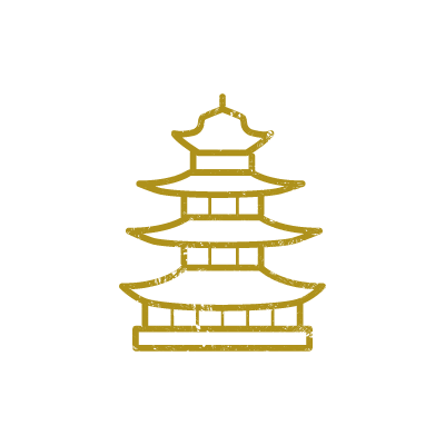 金色のインクで描いた仏塔のアイコンイラスト素材