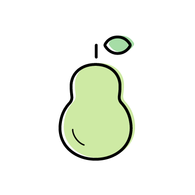 グリーンの洋梨のアイコンイラスト素材