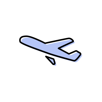 フライト中の青い飛行機のアイコンイラスト素材