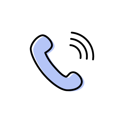 電話（鳴っているブルーの受話器）のアイコンイラスト素材