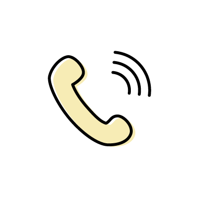 電話（鳴っているイエローの受話器）のアイコンイラスト素材