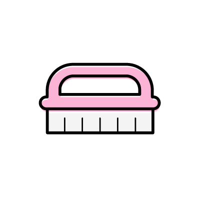 ピンク色の手持ち式の掃除用ブラシのアイコンイラスト素材