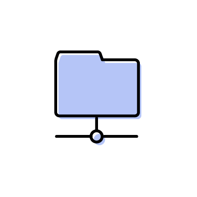 ネットワークに接続されているシステムフォルダのアイコンイラスト素材（ブルー）