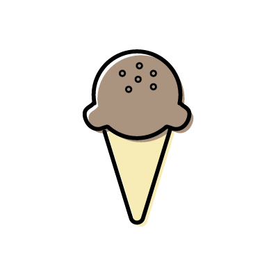 コーンに乗ったチョコレートアイスクリームのアイコンイラスト素材