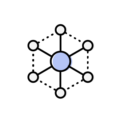 ネットワークシステムのアイコンイラスト素材（ブルー）