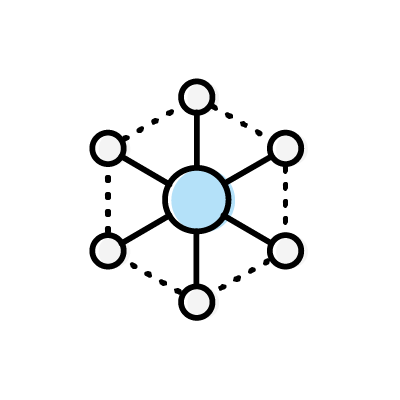 ネットワークシステムのアイコンイラスト素材（ライトブルー）