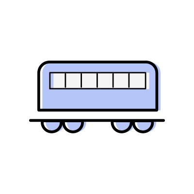 ブルーの客車（横向き）のアイコンイラスト素材