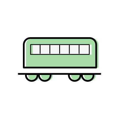 グリーンの客車（横向き）のアイコンイラスト素材