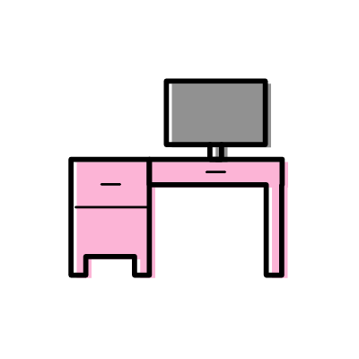 ピンク色のシステムデスクのアイコンイラスト素材