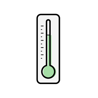 グリーンのアナログ温度計のアイコンイラスト素材