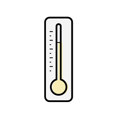 イエローのアナログ温度計のアイコンイラスト素材