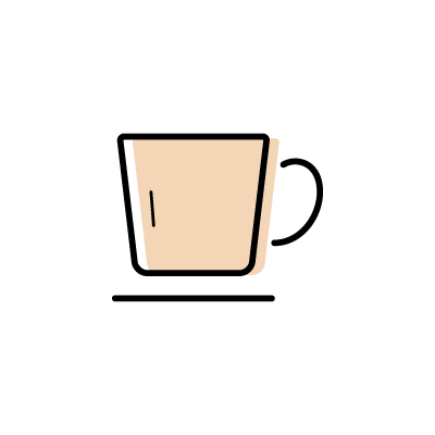 オレンジ色のコーヒーカップのアイコンイラスト素材