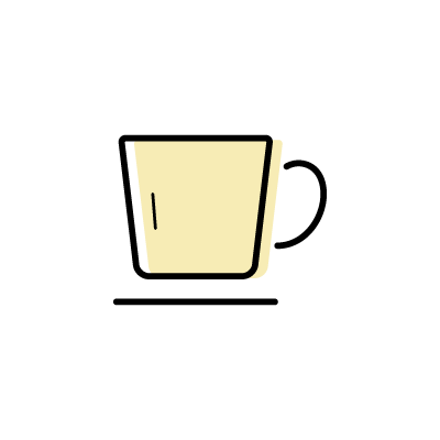 イエローのコーヒーカップのアイコンイラスト素材