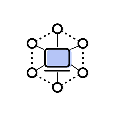 コンピューターネットワークのアイコンイラスト素材（ブルー）