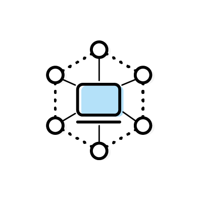 コンピューターネットワークのアイコンイラスト素材（ライトブルー）