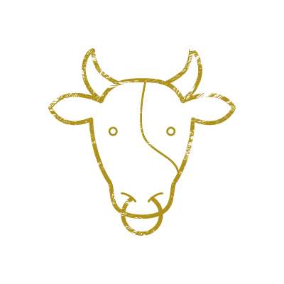 金色のインクで描いた牛の顔（丑年）のアイコンイラスト素材