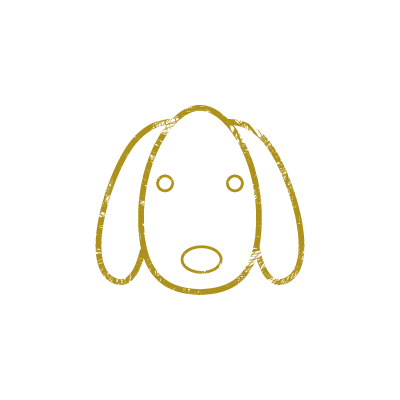 金色のインクで描いた犬の顔（戌年）のアイコンイラスト素材