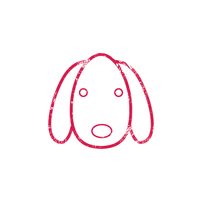 赤いインクで描いた犬の顔（戌年）のアイコンイラスト素材