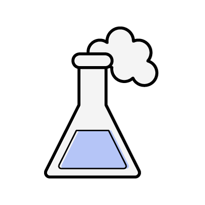 化学反応（青い三角フラスコ）のアイコンイラスト素材