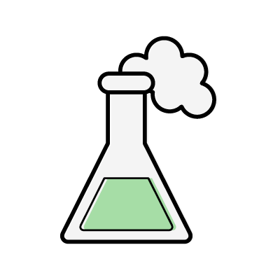 化学反応（緑色の三角フラスコ）のアイコンイラスト素材