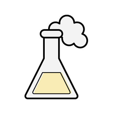 化学反応（黄色の三角フラスコ）のアイコンイラスト素材