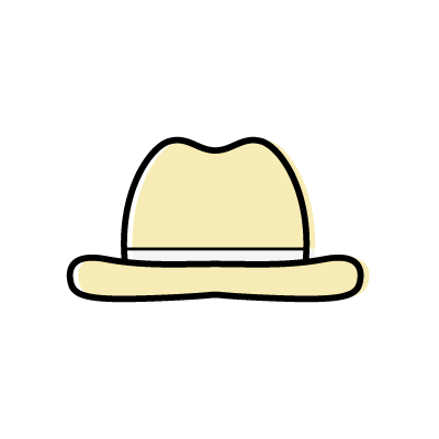 黄色い中折れ帽のアイコンイラスト素材