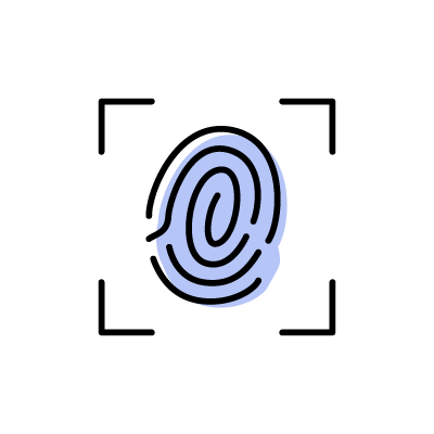 指紋認証のアイコンイラスト素材（ブルー）