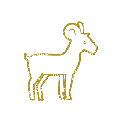 金色のインクで描いた横向きの羊（未年）のアイコンイラスト素材