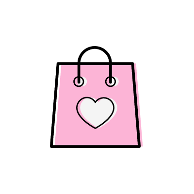 ハート柄のショッピングバッグのアイコンイラスト素材（ピンク）