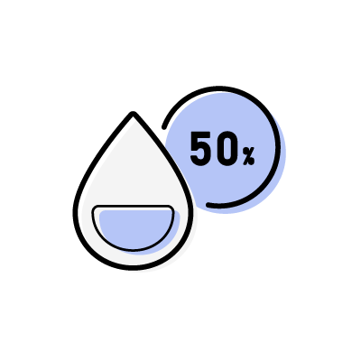 湿度50%のアイコンイラスト素材（ブルー）