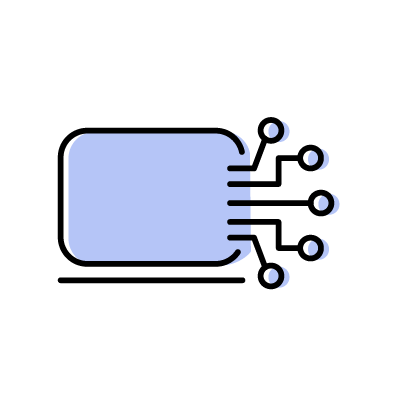 コンピュータの技術革新のアイコンイラスト素材（ブルー）