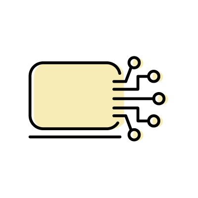 コンピュータの技術革新のアイコンイラスト素材（イエロー）