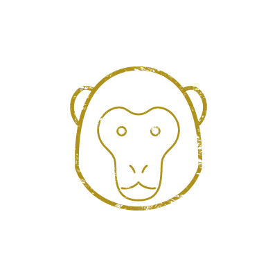 金色のインクで描いた猿の顔（申年）のアイコンイラスト素材