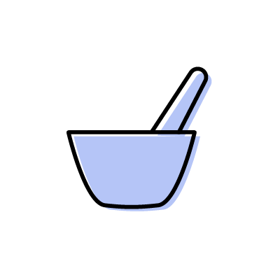 乳鉢と乳棒のアイコンイラスト素材（ブルー）