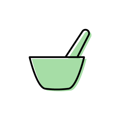 乳鉢と乳棒のアイコンイラスト素材（グリーン）