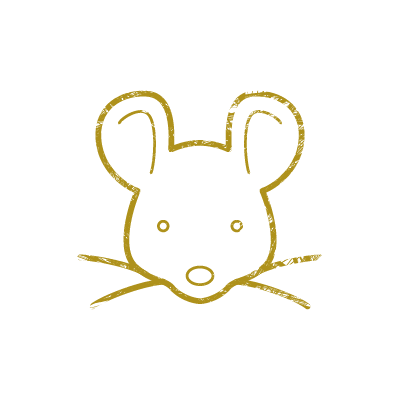 金色のインクで描いたネズミの顔（子年）のアイコンイラスト素材