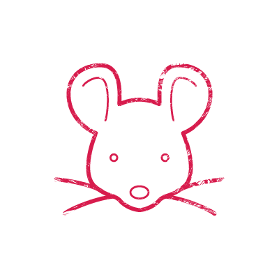 赤いインクで描いたネズミの顔（子年）のアイコンイラスト素材