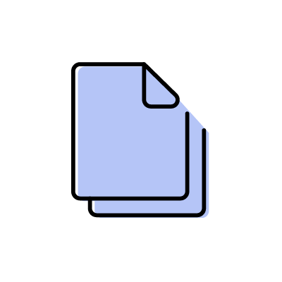 複数のドキュメントファイルのアイコンイラスト素材（ブルー）
