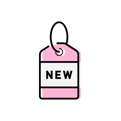 ピンク色の新商品のタグのアイコンイラスト素材