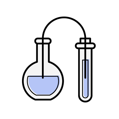 置換実験（下方置換）のアイコンイラスト素材（ブルー）