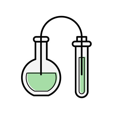 置換実験（下方置換）のアイコンイラスト素材（グリーン）